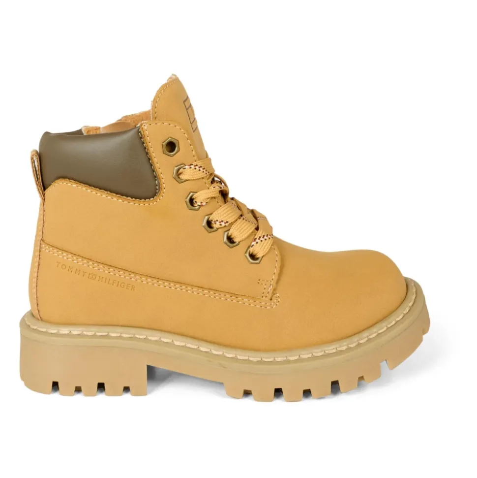 Ochrowe Biker Boots z Faux Fur