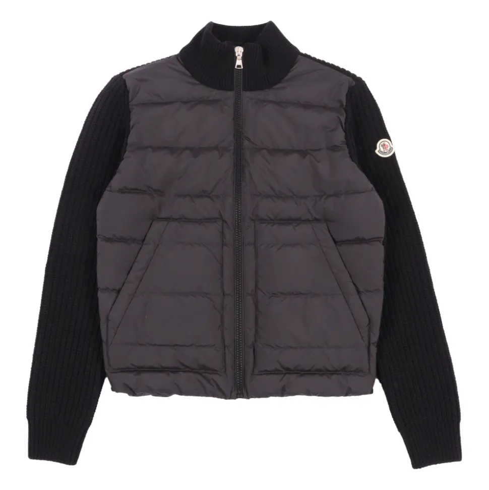 Padded Wool Zip-Up Cardigan