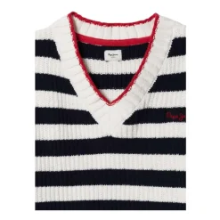 Pasiasty sweter z dekoltem w serek