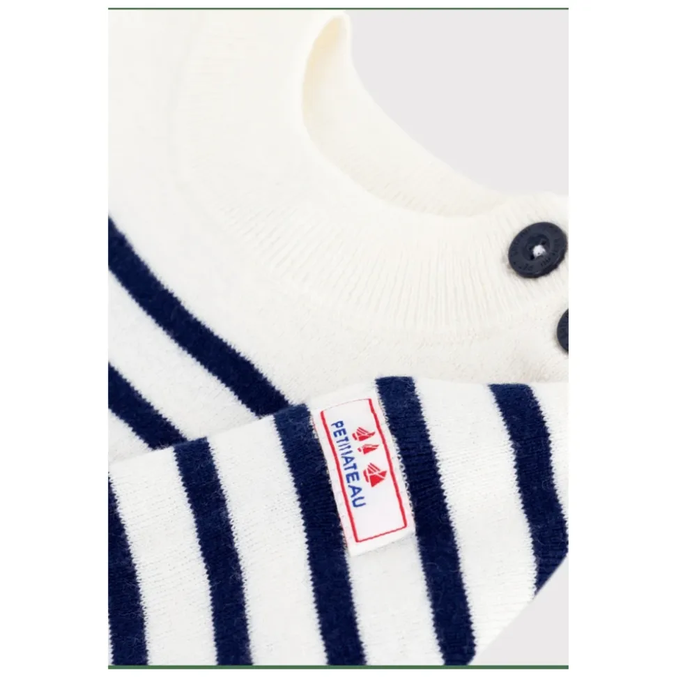 Pasiasty sweter z wełny i bawełny