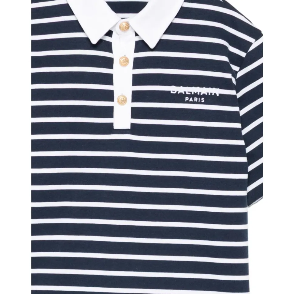 Polo w paski z haftowanym logo
