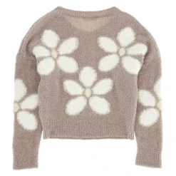 Pullover con fiori a intarsio