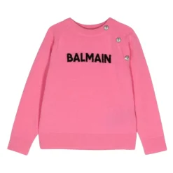 Różowy Sweter z Srebrnymi Guzikami