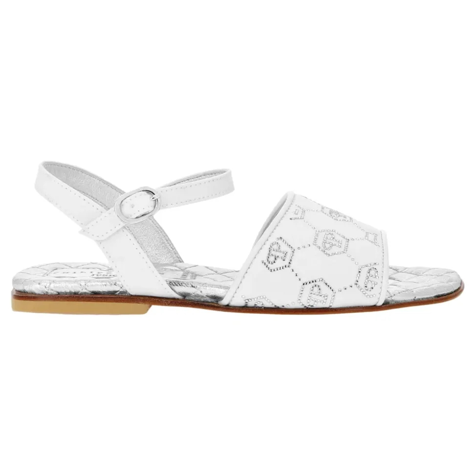 Sandały na płaskiej podeszwie z satyny Monogram Strass