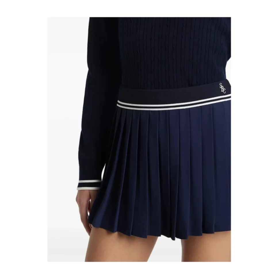 Serif Logo Pleated Skirt