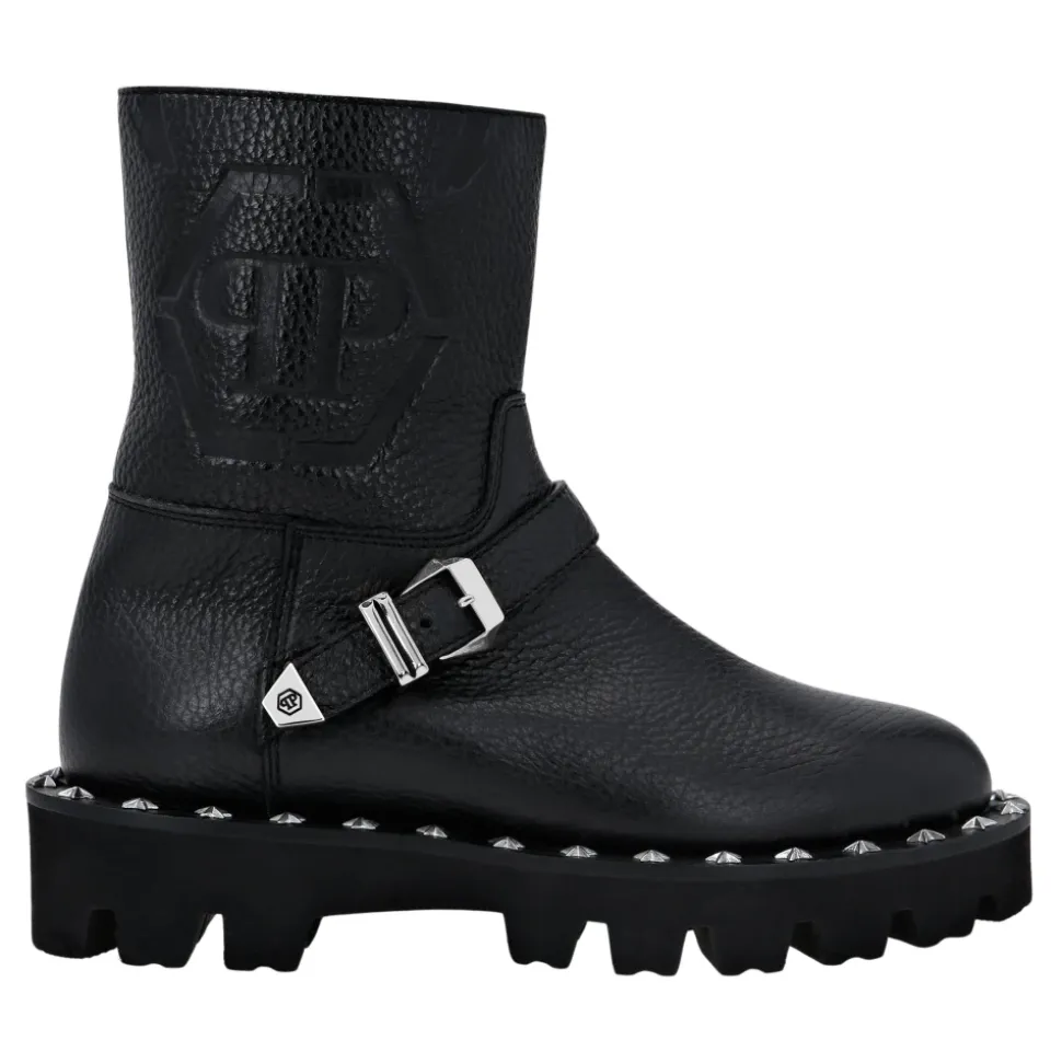 Skórzane Botki Motocyklowe z Monogramem