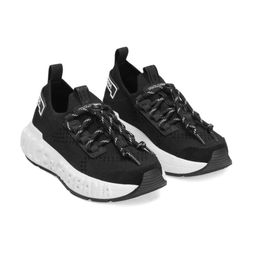 Sneakersy z dżerseju i dzielonej skóry cielęcej