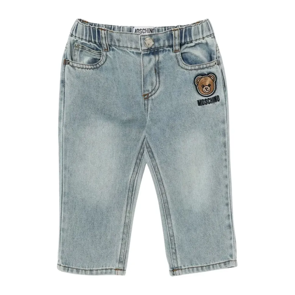 Spodnie dżinsowe z elastycznego denimu z naszywką Teddy