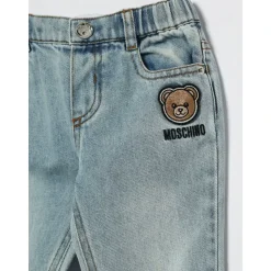 Spodnie dżinsowe z elastycznego denimu z naszywką Teddy