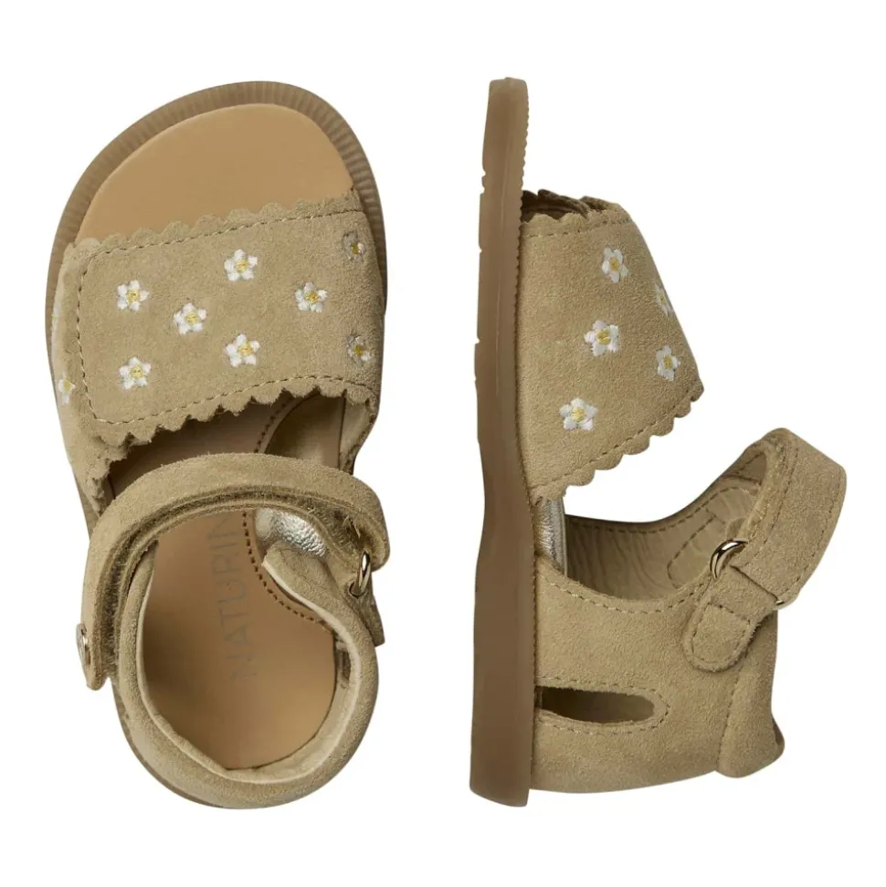 Suede sandals with daisies MAYA EMBR