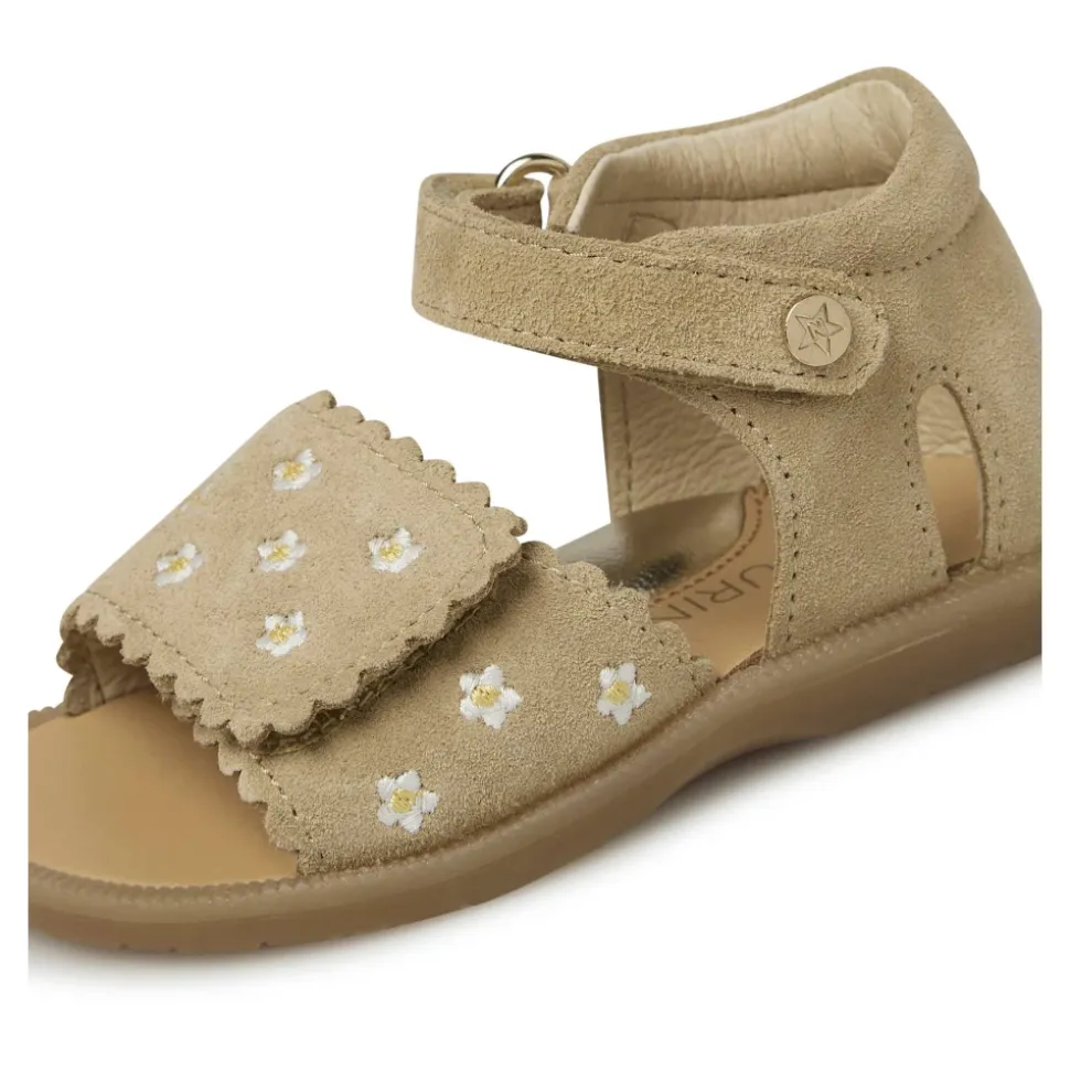 Suede sandals with daisies MAYA EMBR