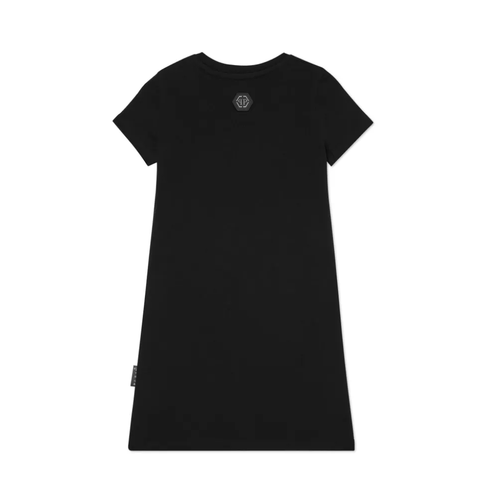 Sukienka T-Shirt Krótka z Poduszkami na Ramionach i Sercem