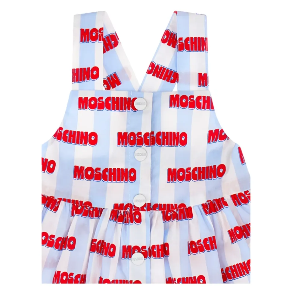 Sukienka w pionowe paski z nadrukiem logo