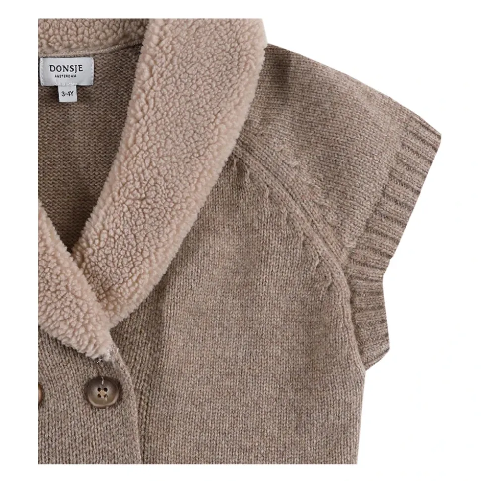 Sweter bez rękawów z wełny merynosa w kolorze brązowym