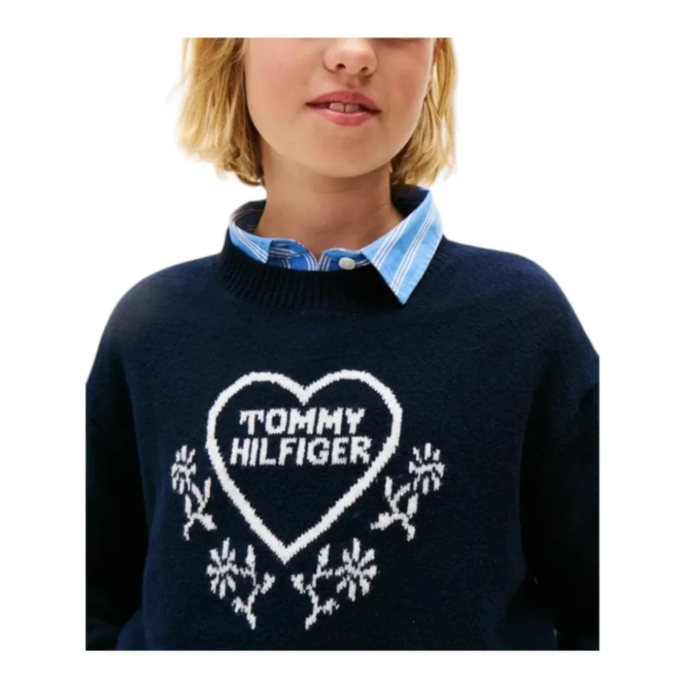 Sweter w Serca Żakardowe