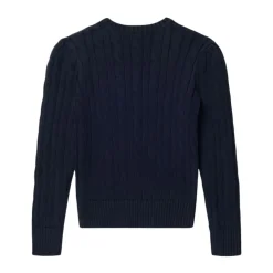 Sweter z Dzianiny Kablowej z Ozdobnymi Guzikami