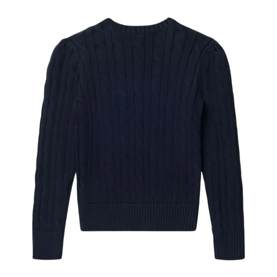 Sweter z Dzianiny Kablowej z Ozdobnymi Guzikami