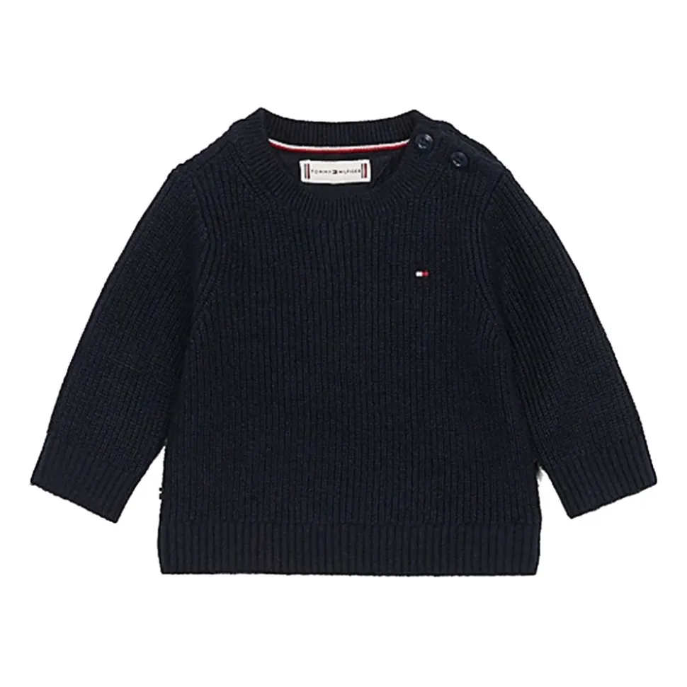 Sweter z dzianiny prążkowanej z okrągłym dekoltem