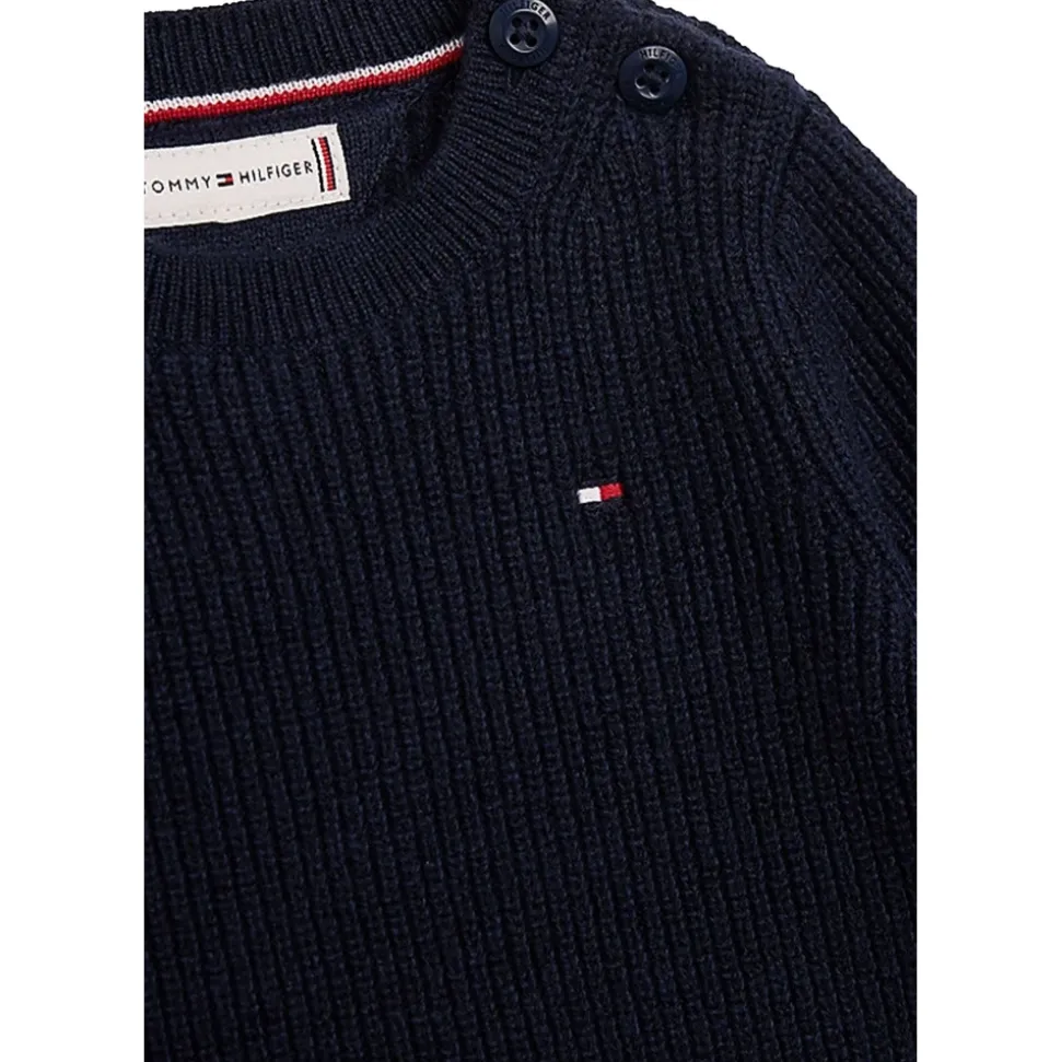 Sweter z dzianiny prążkowanej z okrągłym dekoltem