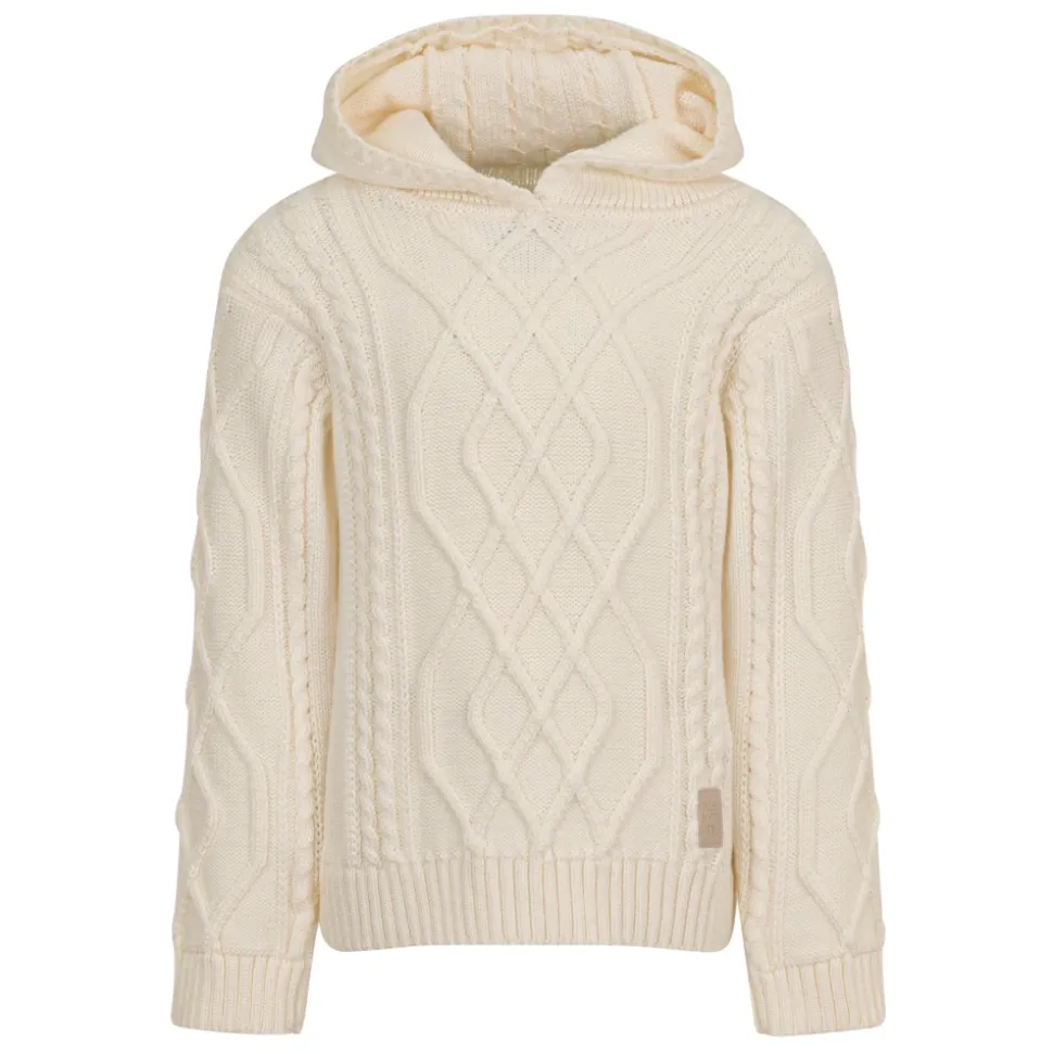 Sweter z kapturem z dzianiny kablowej