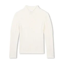 Sweter z okrągłym dekoltem z dzianiny w kolorze kości słoniowej