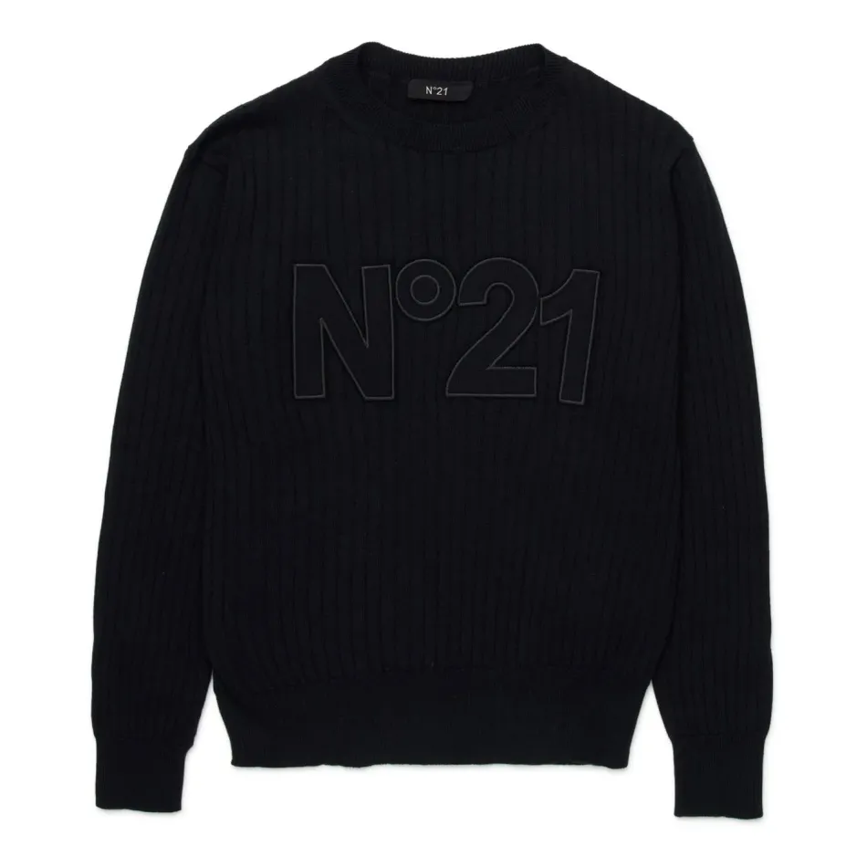 Sweter z Okrągłym Dekoltem ze Ściągaczami