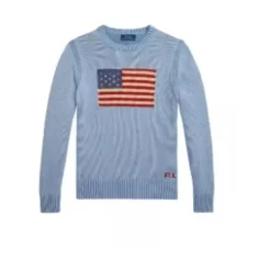 Sweter z okrągłym dekoltem z flagą