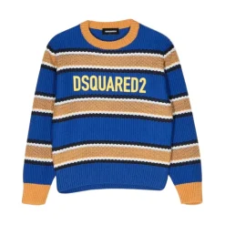 Sweter z okrągłym dekoltem z wzorem na całej powierzchni i logo