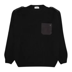 Sweter z Prążkowanej Dzianiny z Okrągłym Dekoltem