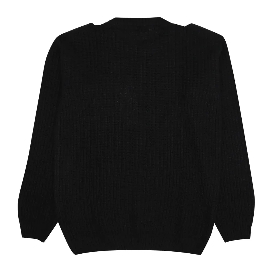 Sweter z Prążkowanej Dzianiny z Okrągłym Dekoltem