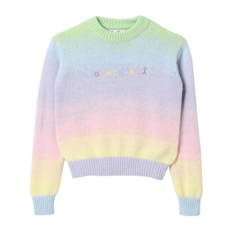 Tęczowy sweter z pastelowym ombre