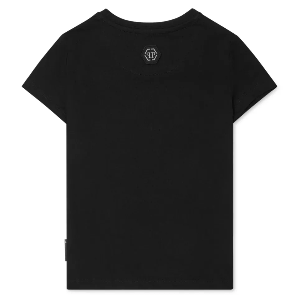 T-Shirt Okrągły Dekolt z Kryształami Tattoo