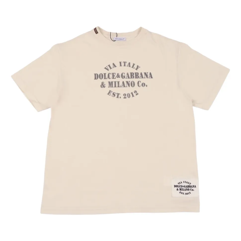 T-shirt z dżerseju z nadrukiem i naszywką z logo
