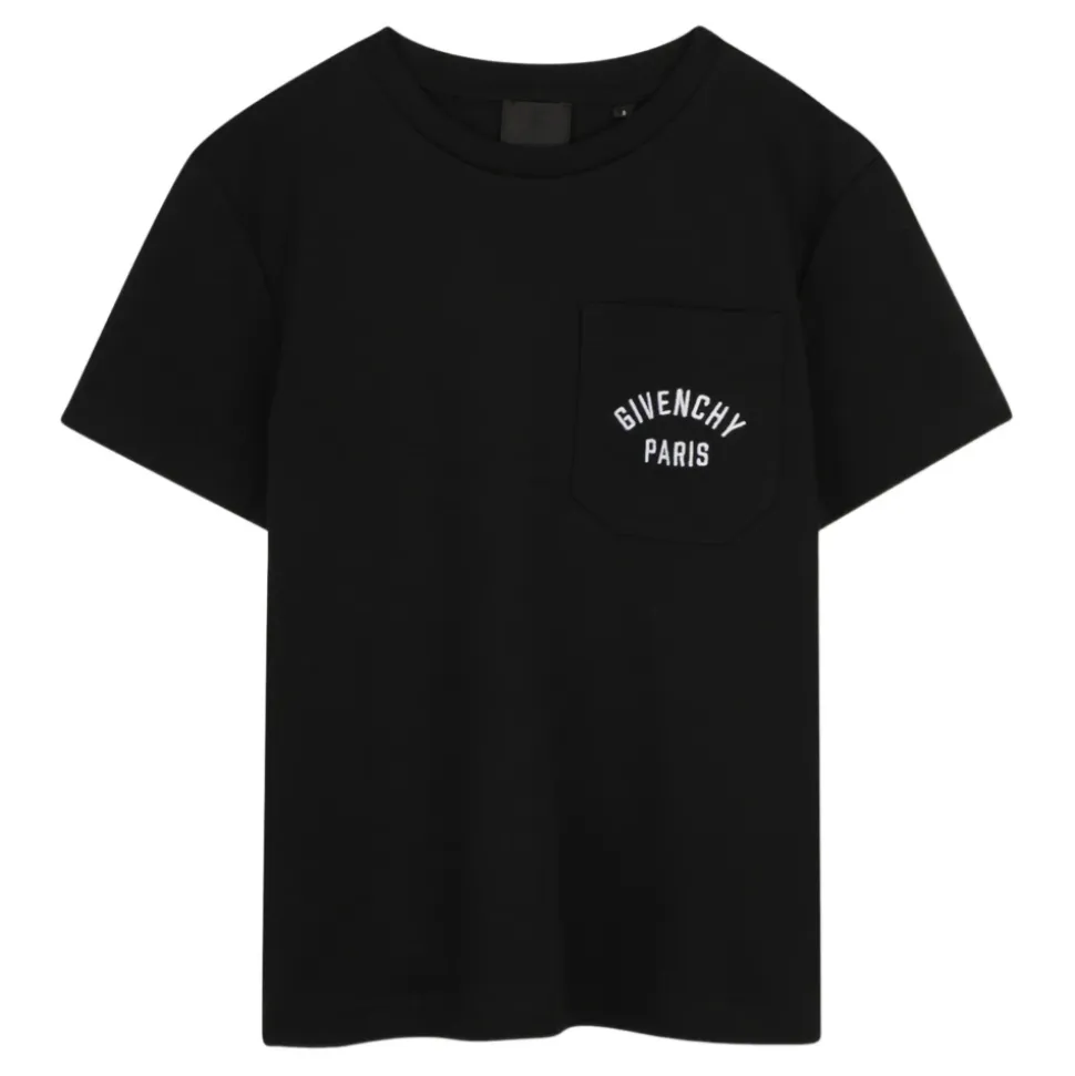 T-Shirt z Kieszenią na Piersi i Haftowanym Logo