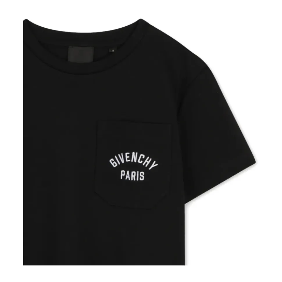 T-Shirt z Kieszenią na Piersi i Haftowanym Logo