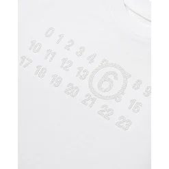 T-shirt z logo z dżetów i asymetrycznym dołem