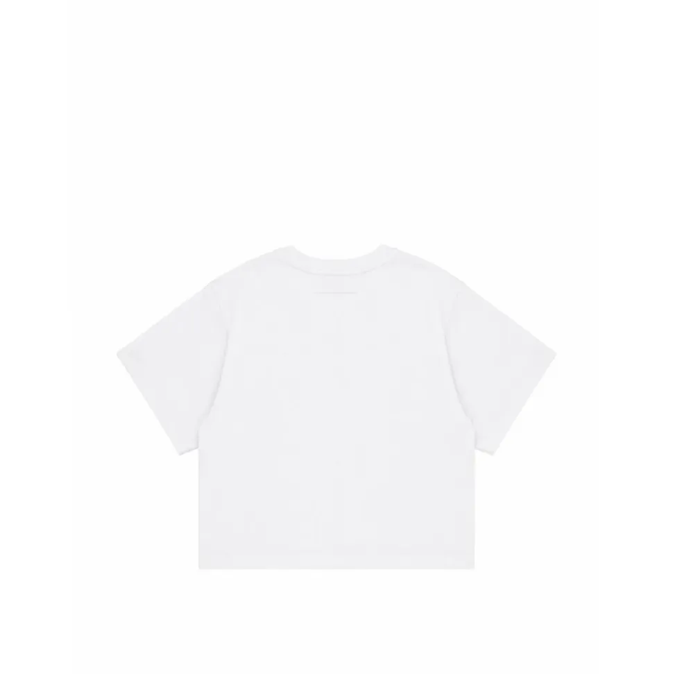 T-shirt z logo z dżetów i asymetrycznym dołem
