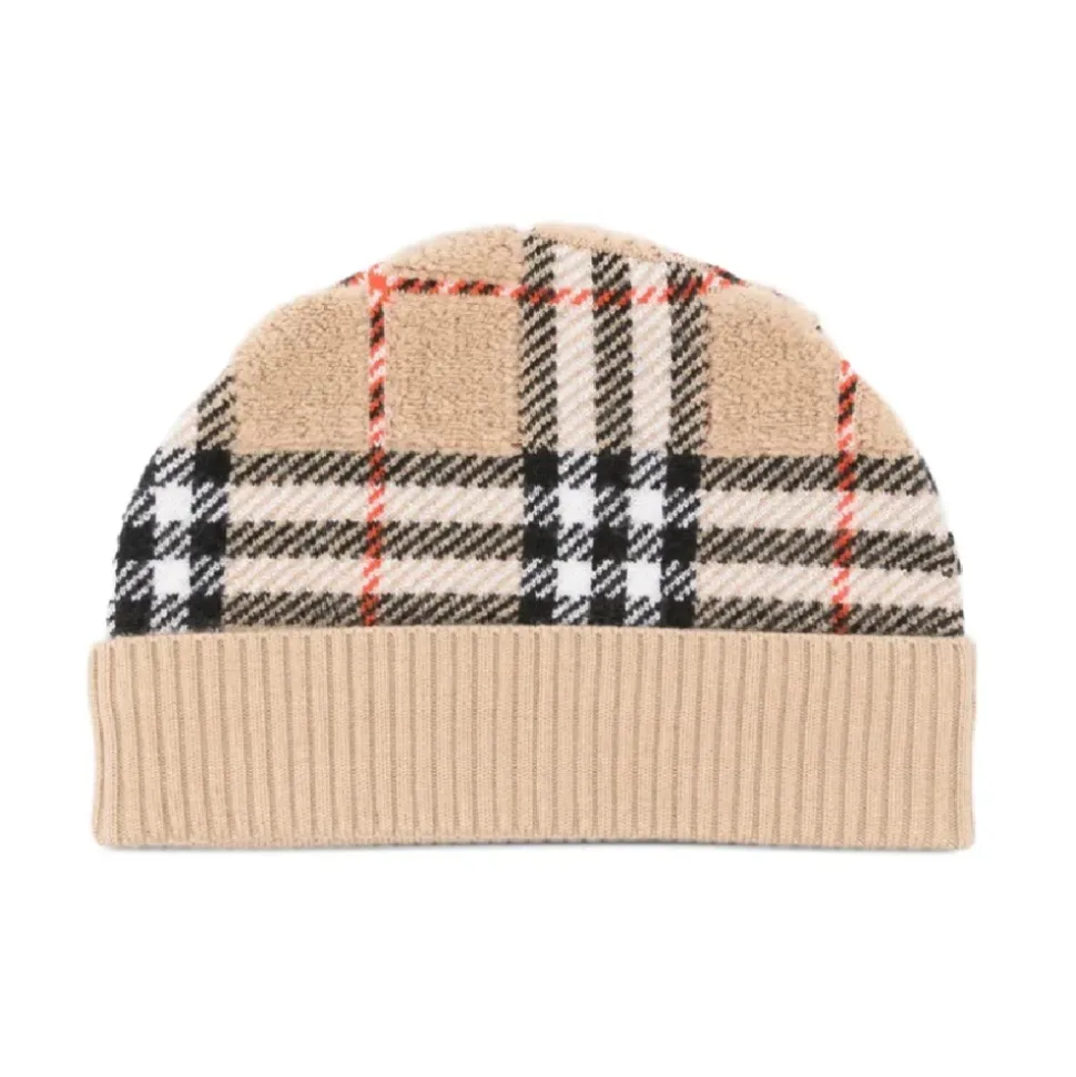 Wełniana Czapka Beanie w Kratę