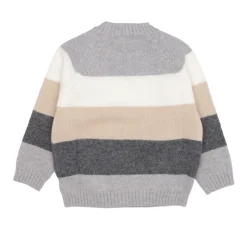 Wielokolorowy Sweter z Dekoltem w Stylu Crew-Neck i Zapięciem na Boku