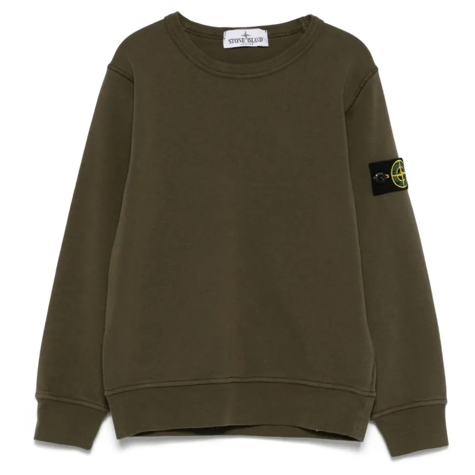 Zielona bluza Stone Island Crewneck z naszywką