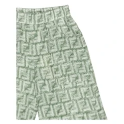 Zielone lniane szorty z monogramem